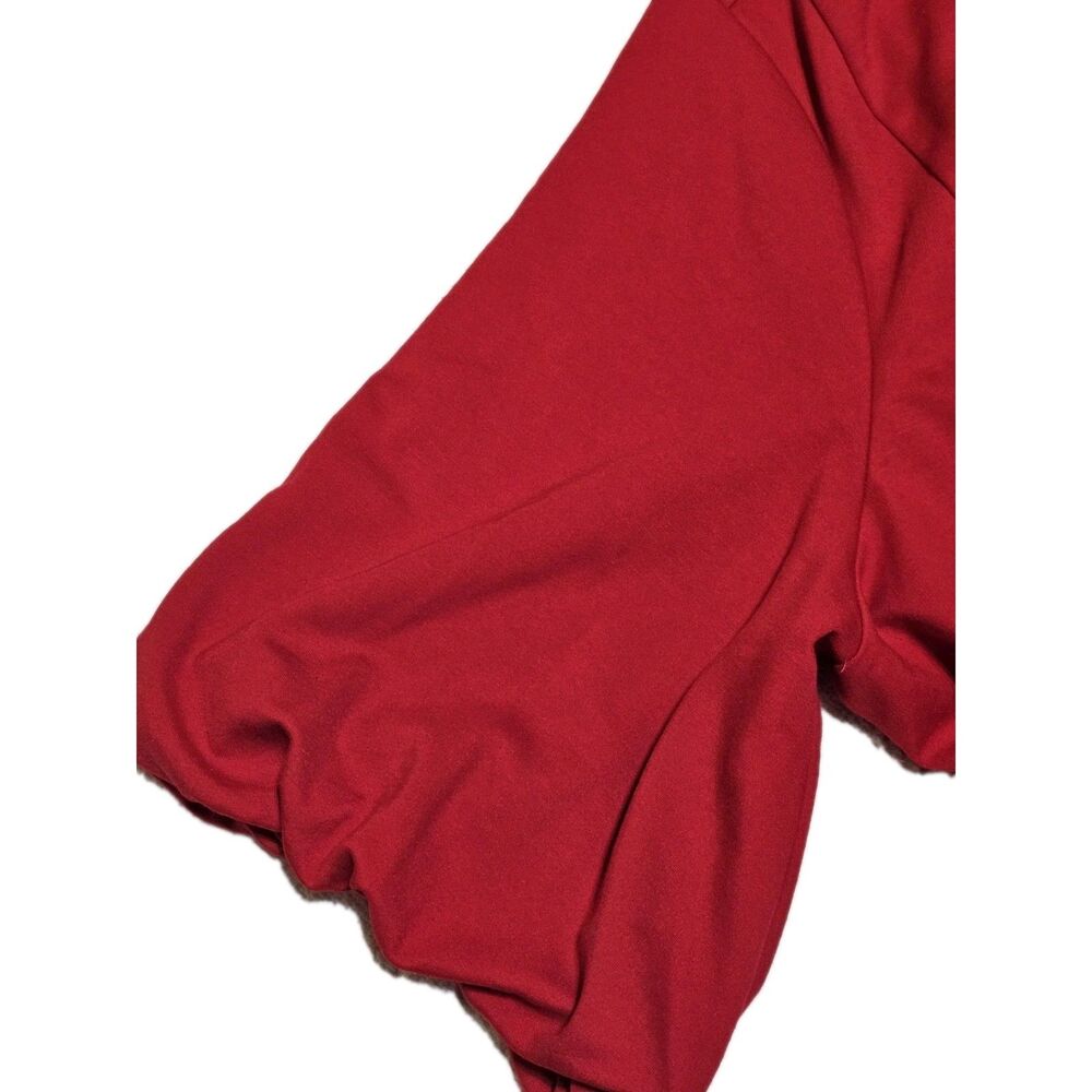 J. Jill Red Knit Dress XL Puff Sleeve A-Line Midi Casual Comfort Fit Stretch - Picture 6 of 11